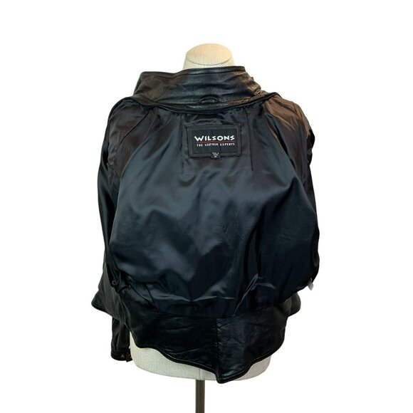 Wilsons Leather Moto Full Zip Leather Jacket Womens Medium Black With Quilted Th - Picture 7 of 16